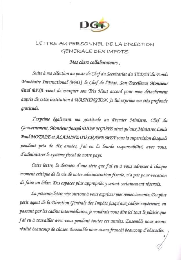 Modeste Mopa fait ses adieux à la Direction générale des impôts