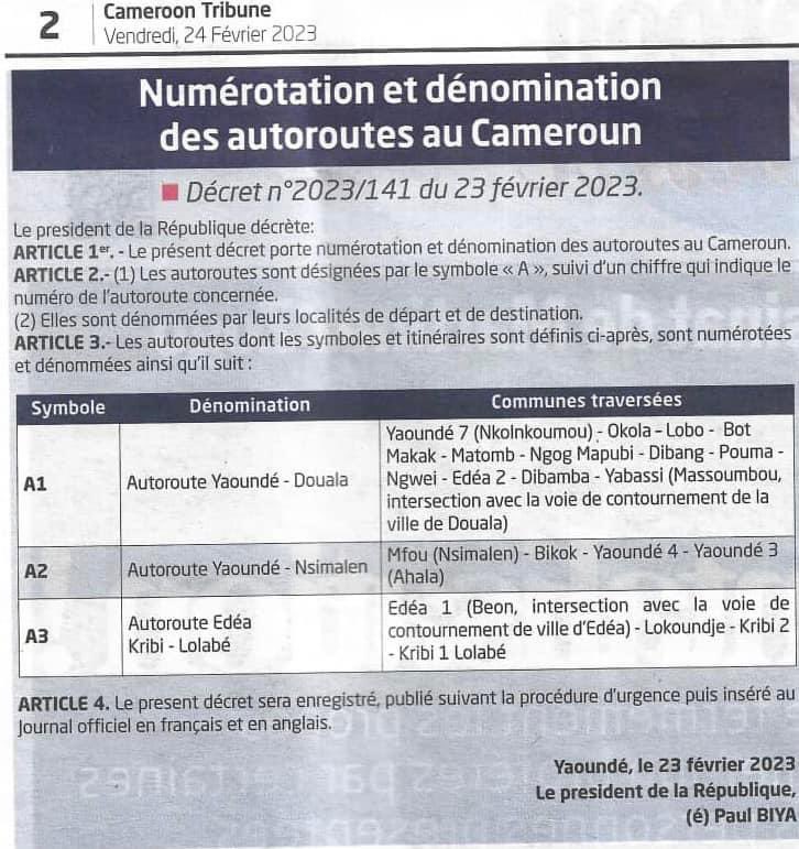 Paul Biya baptise des autoroutes fictifs