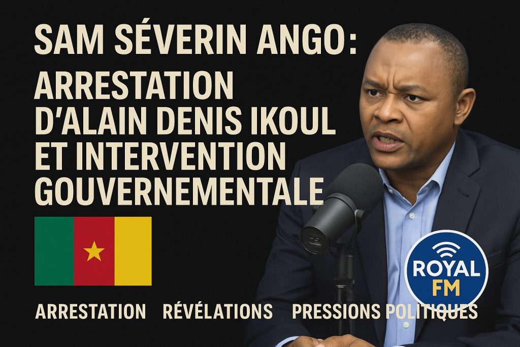 Coup de théâtre sur Royal FM: Sam Séverin Ango balance tout sur l’arrestation de Alain Ikoul Sam Séverin Ango révèle avoir fait arrêter Alain Denis Ikoul avant que des membres du gouvernement n’interviennent pour sa libération. Affaire explosive !